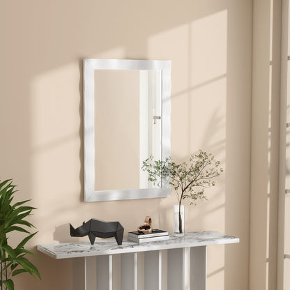 41.5 x 28 inches Farmhouse Wall Mirror with Solid Wood Frame, White Wall Mirrors at Gallery Canada