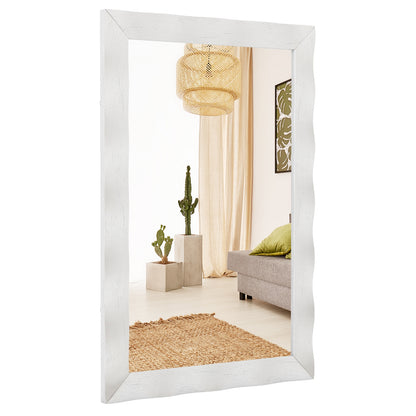 Farmhouse Wall Mirror, 41.5 x 28 Inches, Solid Wood Frame, White Wall Mirrors at Gallery Canada