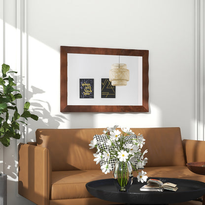 41.5 x 28 inches Farmhouse Wall Mirror with Solid Wood Frame, Brown Wall Mirrors at Gallery Canada