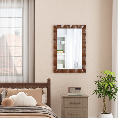 41.5 x 28 inches Farmhouse Wall Mirror with Solid Wood Frame, Brown Wall Mirrors at Gallery Canada