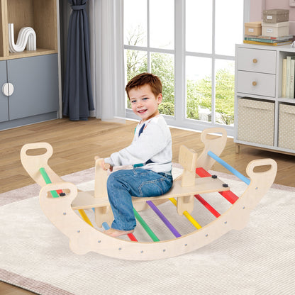 4-in-1 Multifunctional Wooden Climbing Toys with Rocker and Crawling Tunnel, Multicolor Climbers & Slides at Gallery Canada