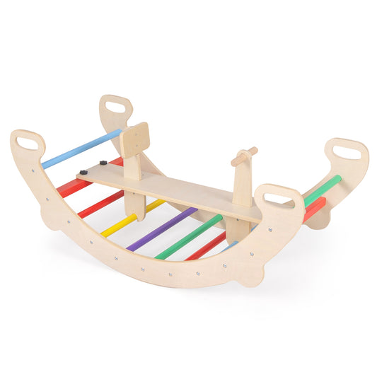 4-In-1 Wooden Climbing Toys, Rocker And Crawling Tunnel, Multicolor