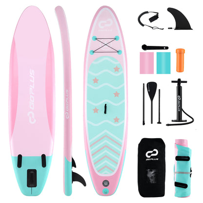 10 Feet Inflatable Stand up Paddle Board with 3 Fins and Adjustable Paddle-S, Pink Surfing at Gallery Canada