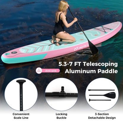 10 Feet Inflatable Stand up Paddle Board with 3 Fins and Adjustable Paddle-S, Pink Surfing at Gallery Canada
