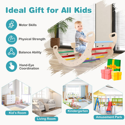 4-in-1 Multifunctional Wooden Climbing Toys with Rocker and Crawling Tunnel, Multicolor Climbers & Slides at Gallery Canada