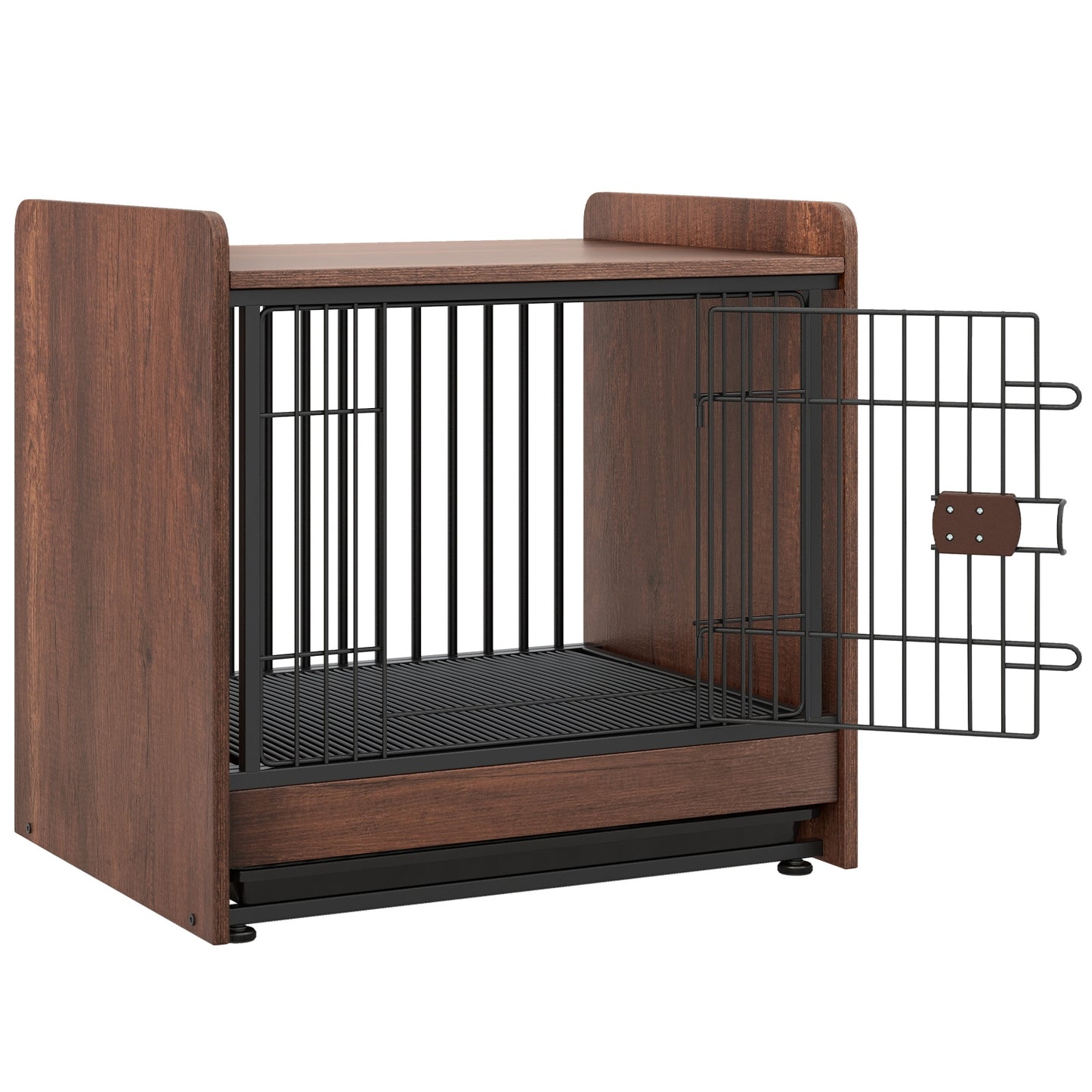 Cage pour chien d'intérieur avec plateau amovible, marron rustique
