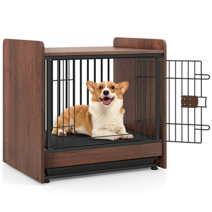 Dog Crate Indoor Dog Cage with Removable Tray and Lockable Door, Rustic Brown Dog Kennels at Gallery Canada