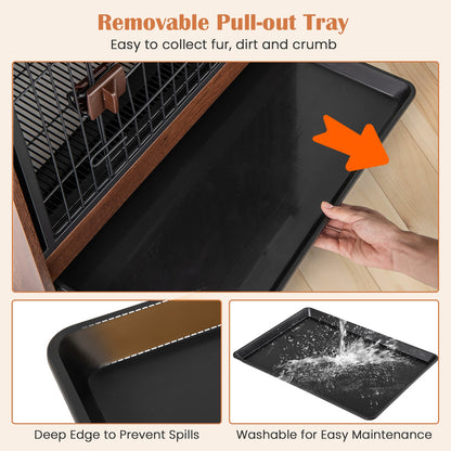 Dog Crate Indoor Dog Cage with Removable Tray and Lockable Door, Rustic Brown Dog Kennels at Gallery Canada