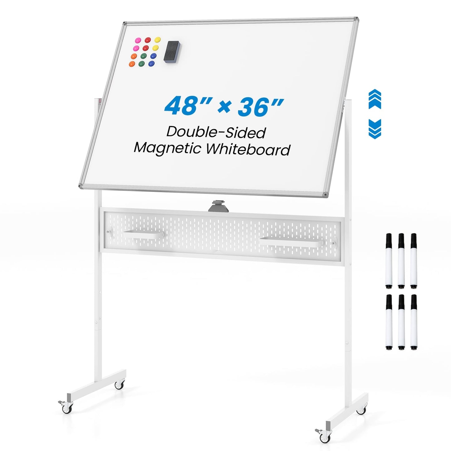 Adjustable Double-Sided Magnetic Board With Pegboard, White Home Office White at Gallery Canada