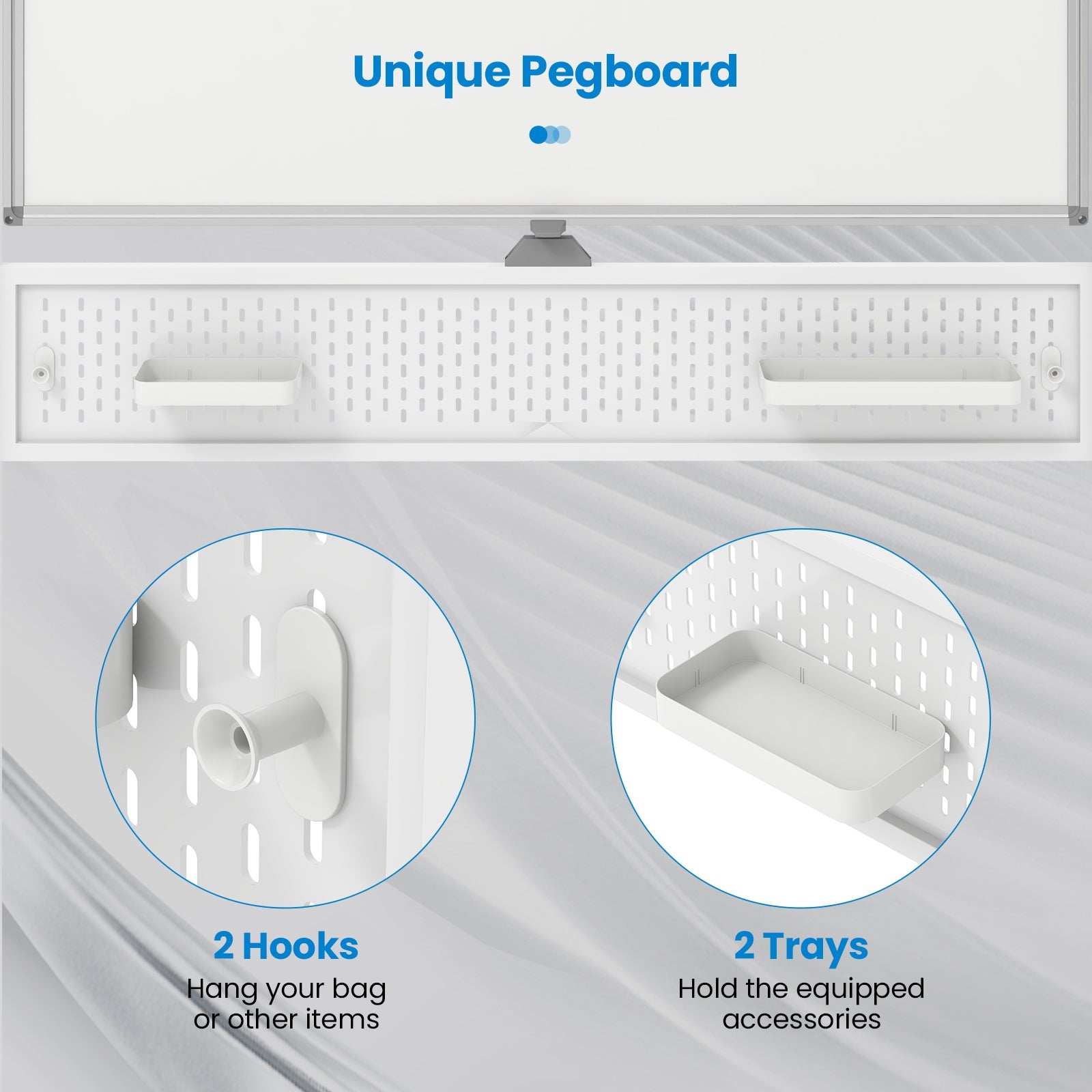 Mobile Whiteboard Adjustable Double-Sided Magnetic Board with Pegboard, White Home Office at Gallery Canada