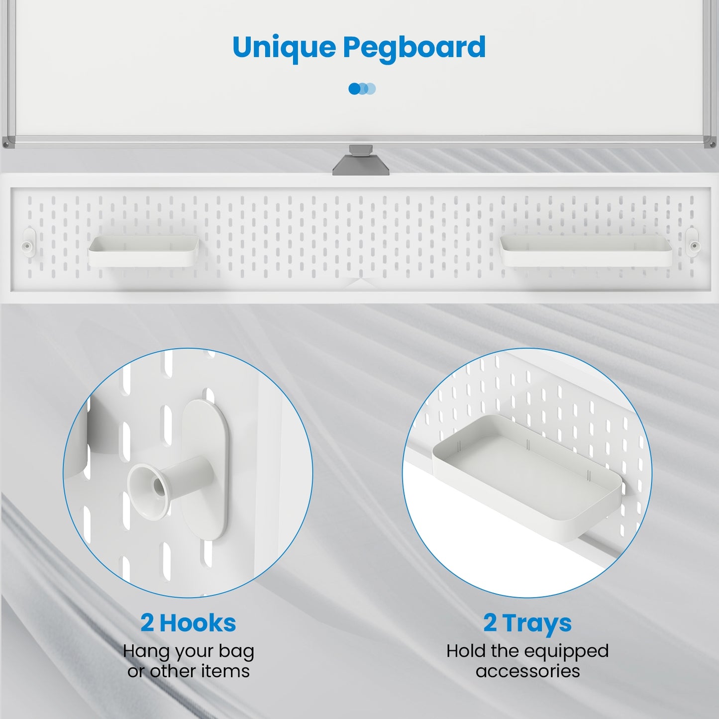 Mobile Whiteboard Adjustable Double-Sided Magnetic Board with Pegboard, White Home Office at Gallery Canada