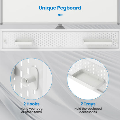 Mobile Whiteboard Adjustable Double-Sided Magnetic Board with Pegboard, White Home Office at Gallery Canada