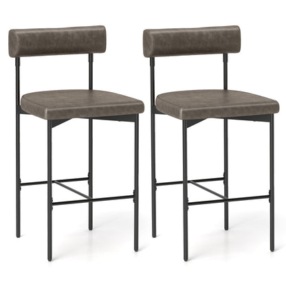 20 Inch Upholstered Bar Stools Set of 2 Counter Height Bar Chairs with Backrest, Gray Bar Stools Gray at Gallery Canada