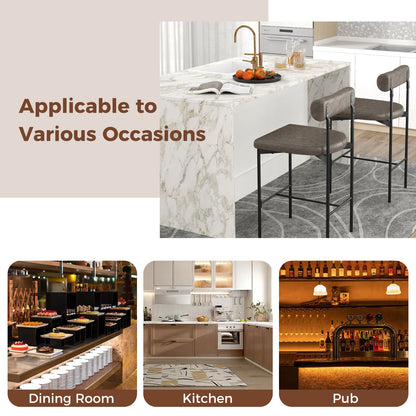 20 Inch Upholstered Bar Stools Set of 2 Counter Height Bar Chairs with Backrest, Gray Bar Stools at Gallery Canada