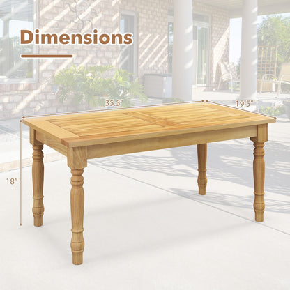 Patio Coffee Table with Solid Teak Wood Structure and Slatted Tabletop, Natural Patio Coffee Tables at Gallery Canada