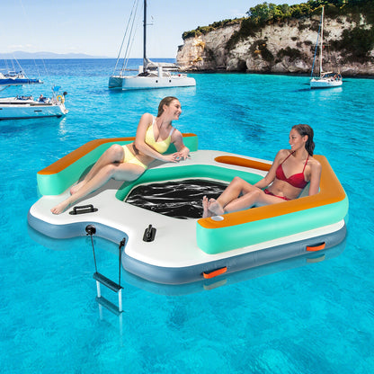8.7 Feet Inflatable Floating Dock with Detachable Ladder and Mesh Swim Lounge, Multicolor Swimming at Gallery Canada