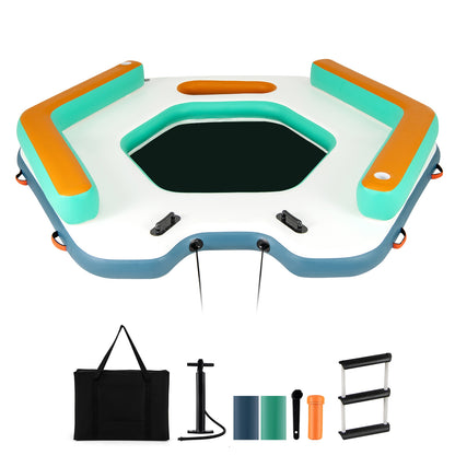 8.7 Feet Inflatable Floating Dock with Detachable Ladder and Mesh Swim Lounge, Multicolor Swimming at Gallery Canada