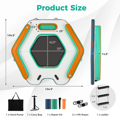 8.7 Feet Inflatable Floating Dock with Detachable Ladder and Mesh Swim Lounge, Multicolor Swimming at Gallery Canada