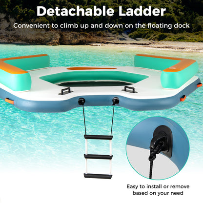 8.7 Feet Inflatable Floating Dock with Detachable Ladder and Mesh Swim Lounge, Multicolor Swimming at Gallery Canada