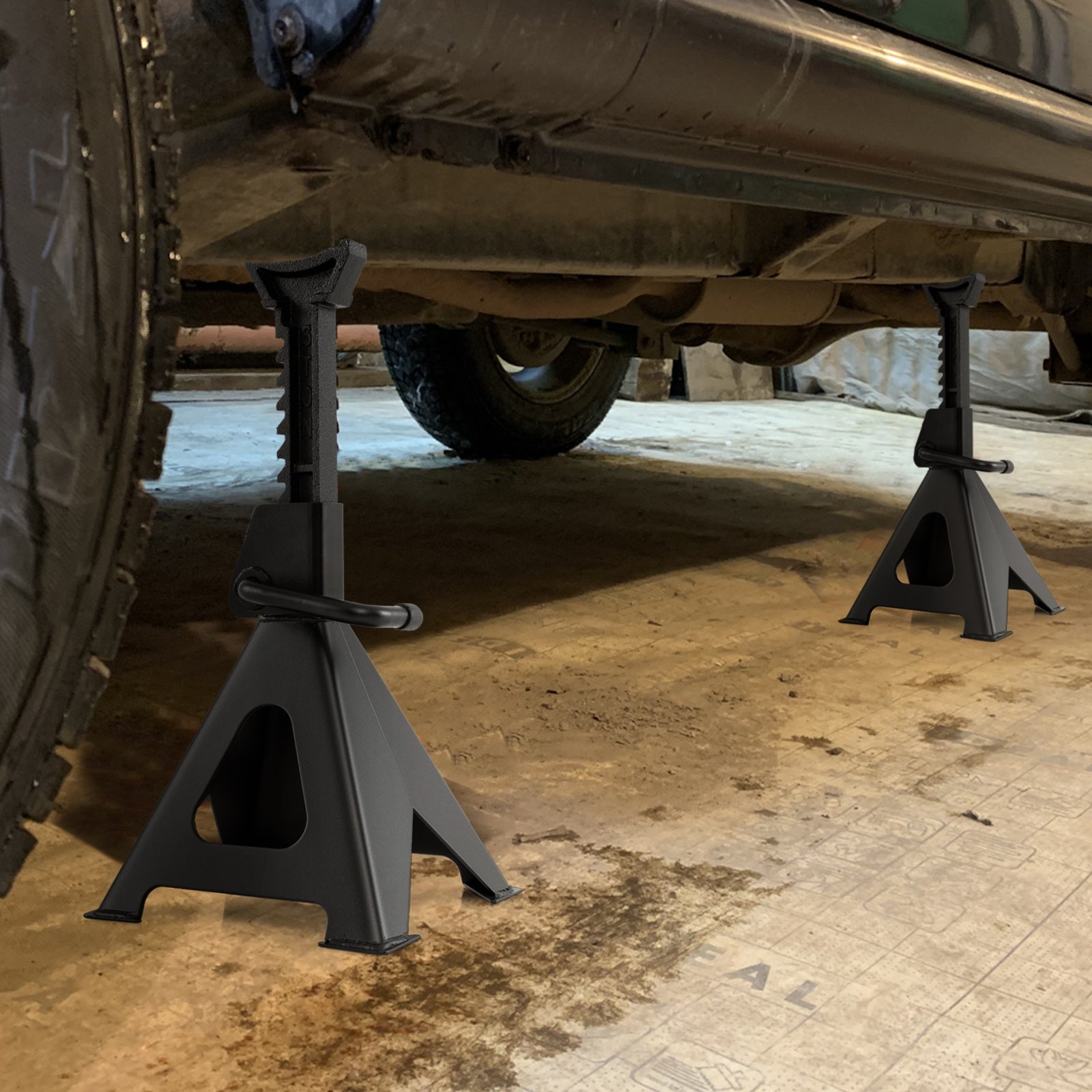 6 Ton 13000 lbs Capacity Metal Car Lifting Stands with 14-23 Inch Adjustable Height, Black Garages at Gallery Canada