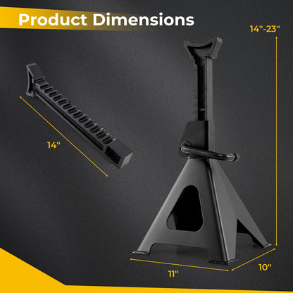 6 Ton 13000 lbs Capacity Metal Car Lifting Stands with 14-23 Inch Adjustable Height, Black Garages at Gallery Canada