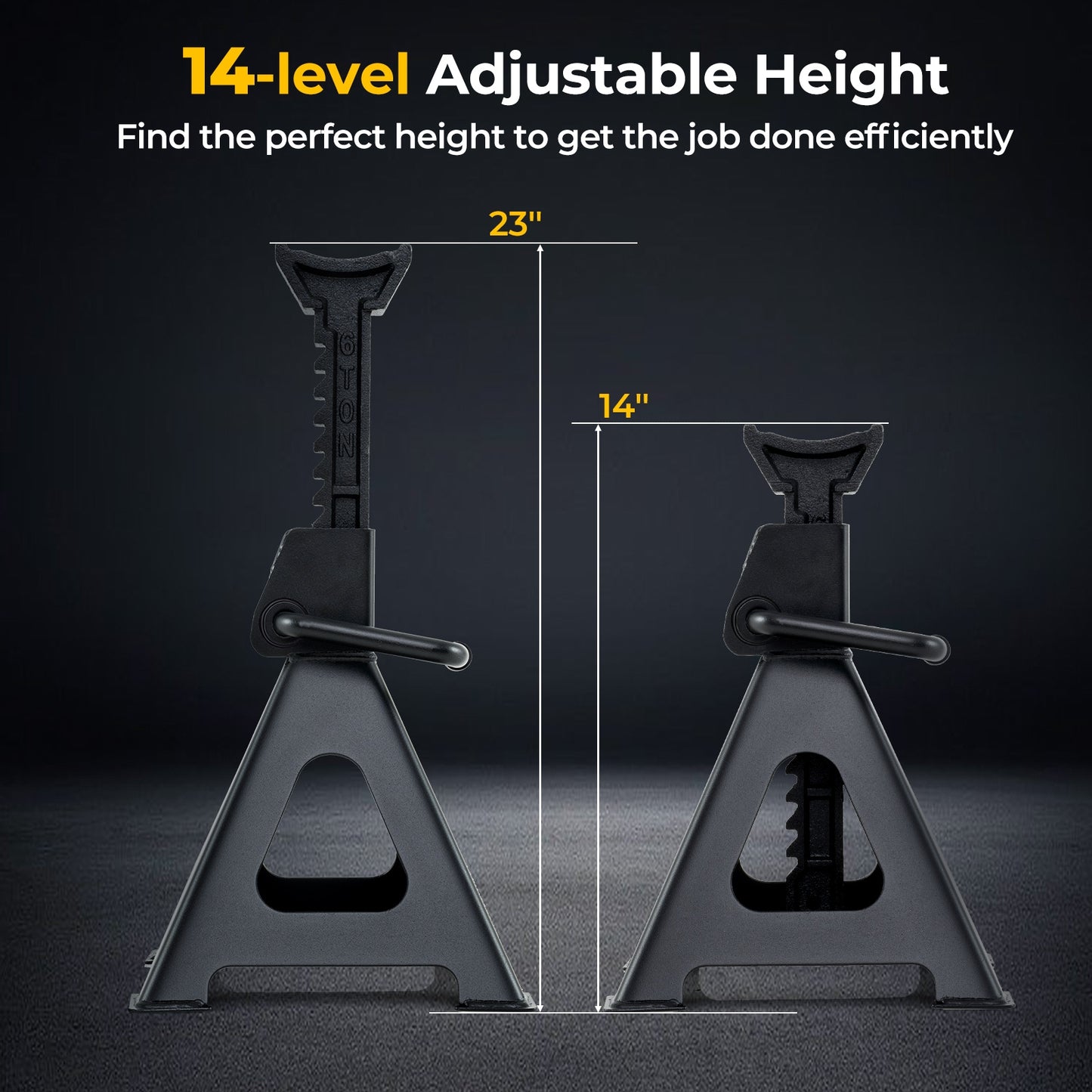 6 Ton 13000 lbs Capacity Metal Car Lifting Stands with 14-23 Inch Adjustable Height, Black Garages at Gallery Canada