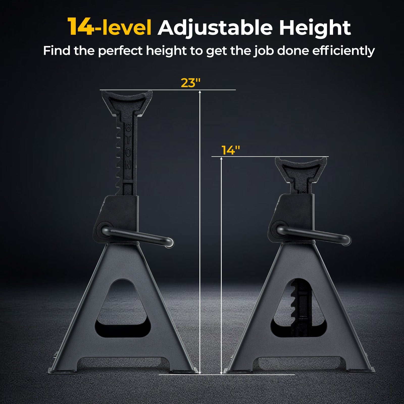 6 Ton 13000 lbs Capacity Metal Car Lifting Stands with 14-23 Inch Adjustable Height, Black Garages at Gallery Canada