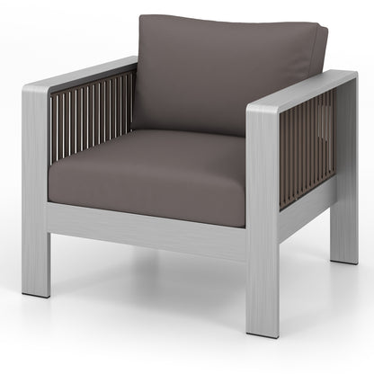 Patio Furniture Aluminum Armchair with Thick Back and Seat Cushion, Gray Patio Conversation Sets Gray at Gallery Canada