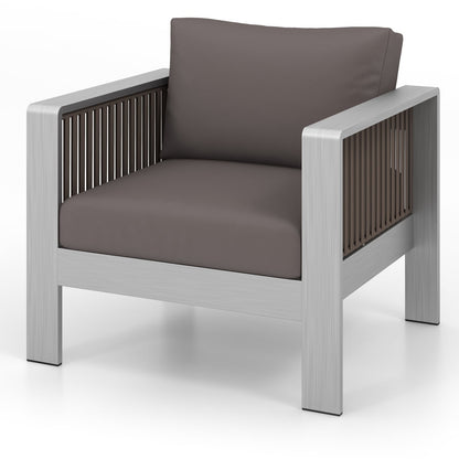 Fauteuil en aluminium avec coussin épais, gris