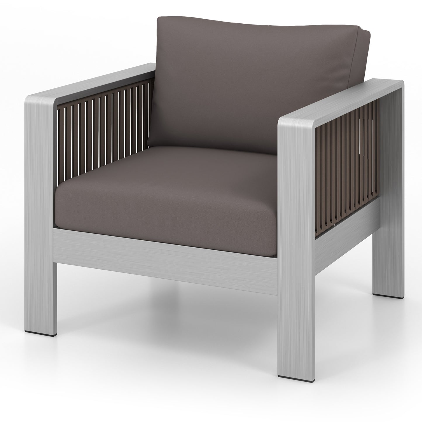Patio Furniture Aluminum Armchair with Thick Back and Seat Cushion, Gray Patio Conversation Sets at Gallery Canada