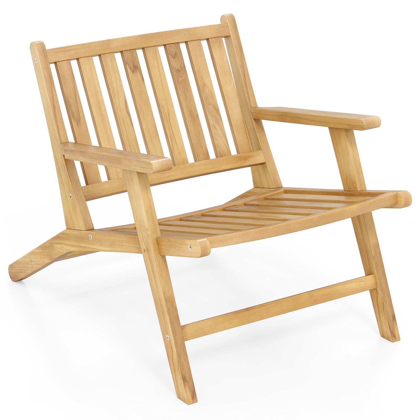 Teak Wood Outdoor Reclining Chair with Comfortable Backrest and Armrests, Natural Outdoor Seating & Patio Chairs at Gallery Canada