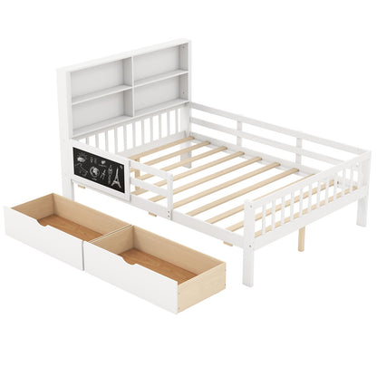 Twin/Full Size Bed Frame with 2 Drawers and Bookcase for Boys and Girls-Full Size Toddler Beds at Gallery Canada