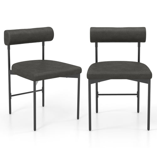 Faux Leather Kitchen Side Chair Set, 2, Gray