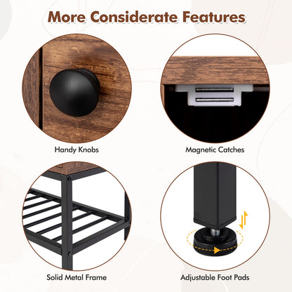 Entryway Bench with Flip Top Box and 2 Door Cabinets for Entryway, Rustic Brown Shoe Racks & Storage Benches at Gallery Canada