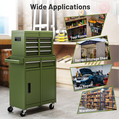 2-in-1 Rolling Tool Chest with 5 Sliding Lockable Drawers, Green Garages at Gallery Canada