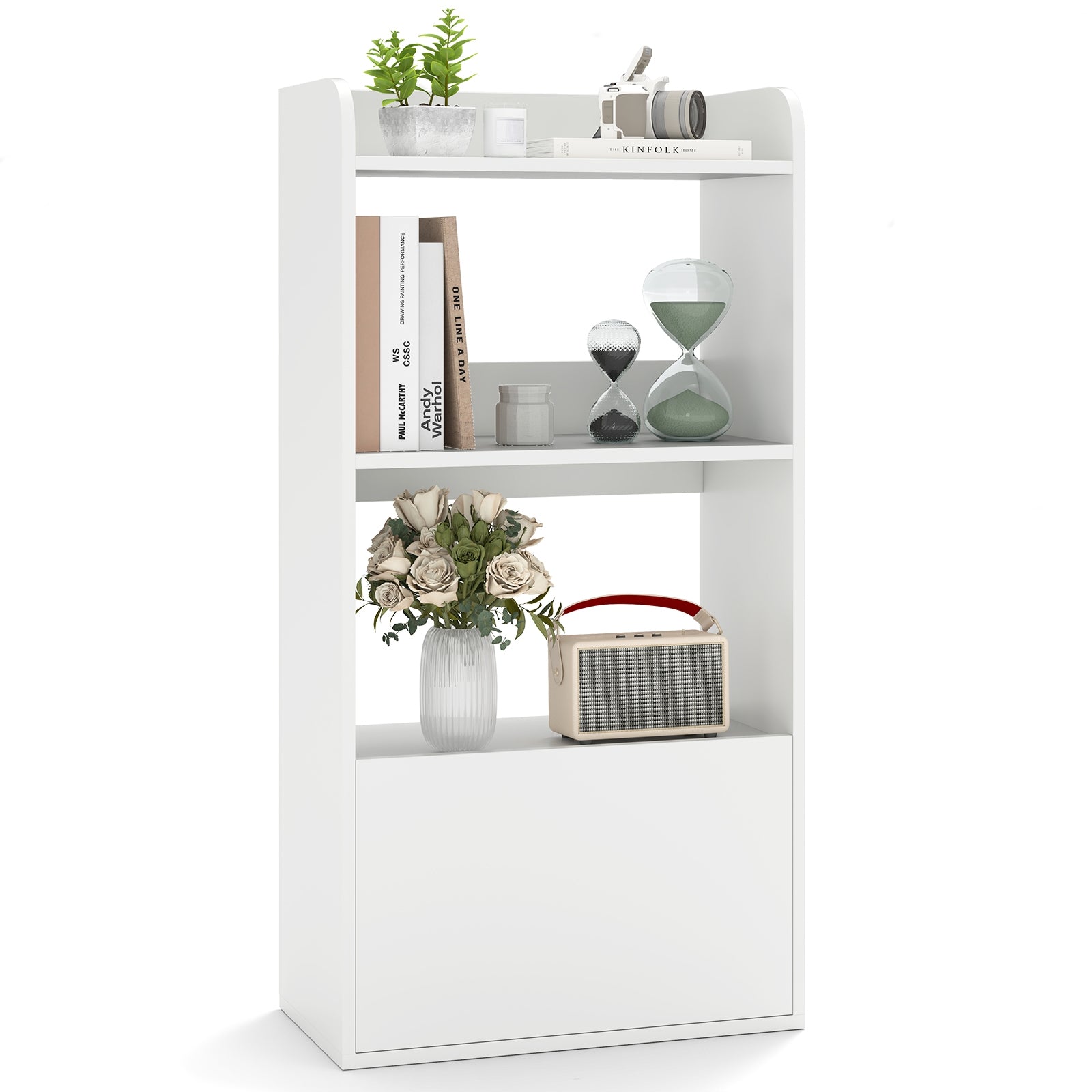 Freestanding Bookshelf with 3-Tier Open Shelf, White Bookcases at Gallery Canada