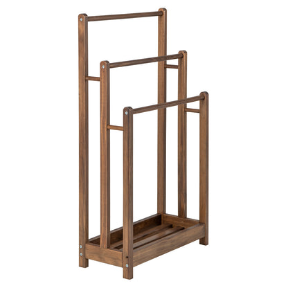 Freestanding Towel Rack, 3-Bar Drying Stand, Rustic Brown Towel Racks Rustic Brown at Gallery Canada