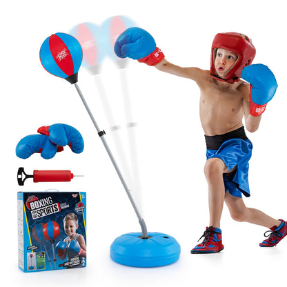 Adjustable Punching Bag with Stand and Boxing Gloves for Both Adults and Kids, Blue Boxing & Martial Arts at Gallery Canada