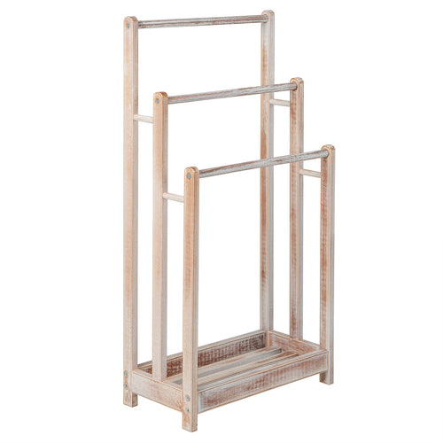 Freestanding Towel Rack, 3-Bar Drying Stand, White