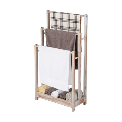 Freestanding Towel Rack 3-Bar Hand Towel Drying Stand with Bottom Storage Shelf, White Towel Racks at Gallery Canada