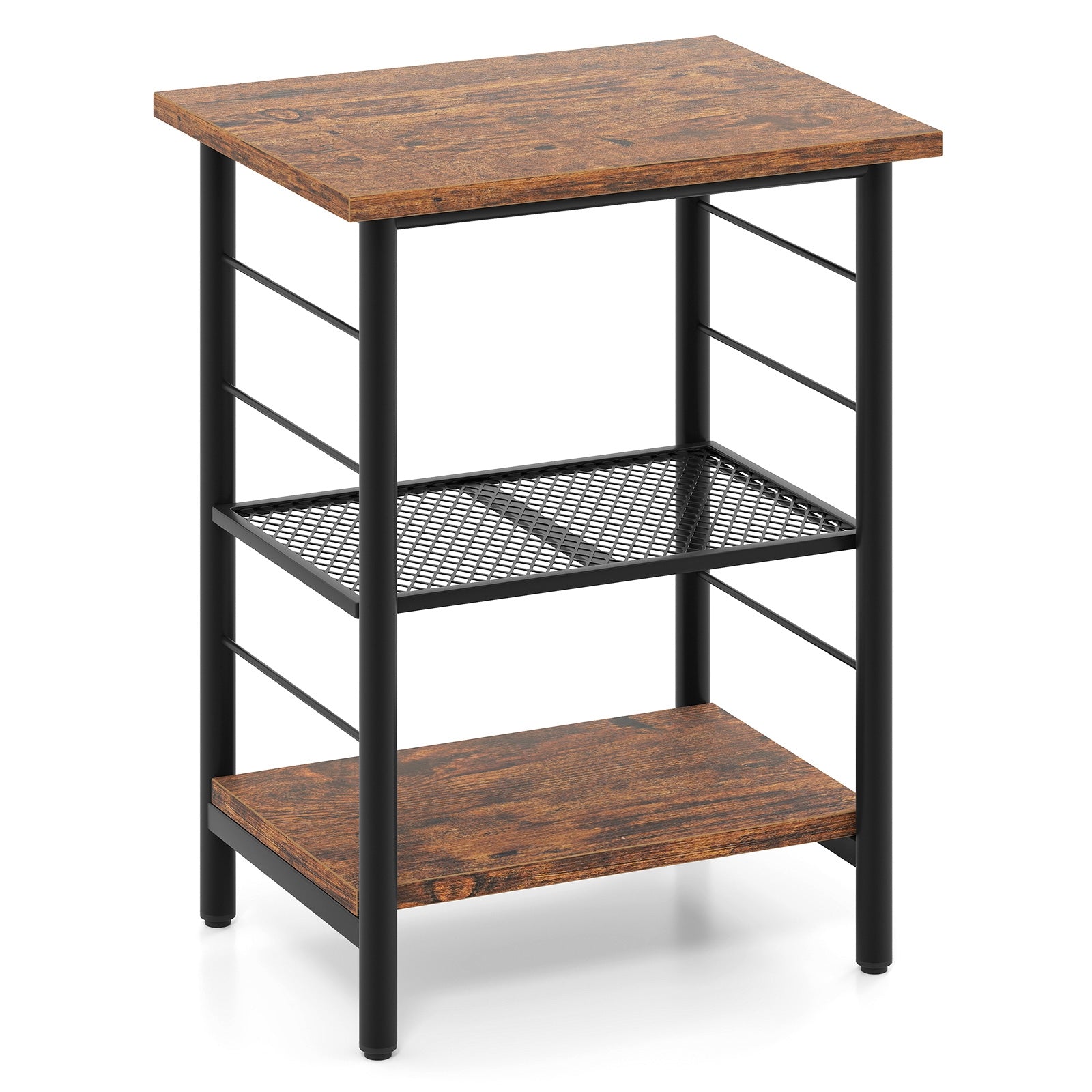 3-Tier End Table Nightstand, Industrial Bedside Table, Brown End & Side Tables at Gallery Canada