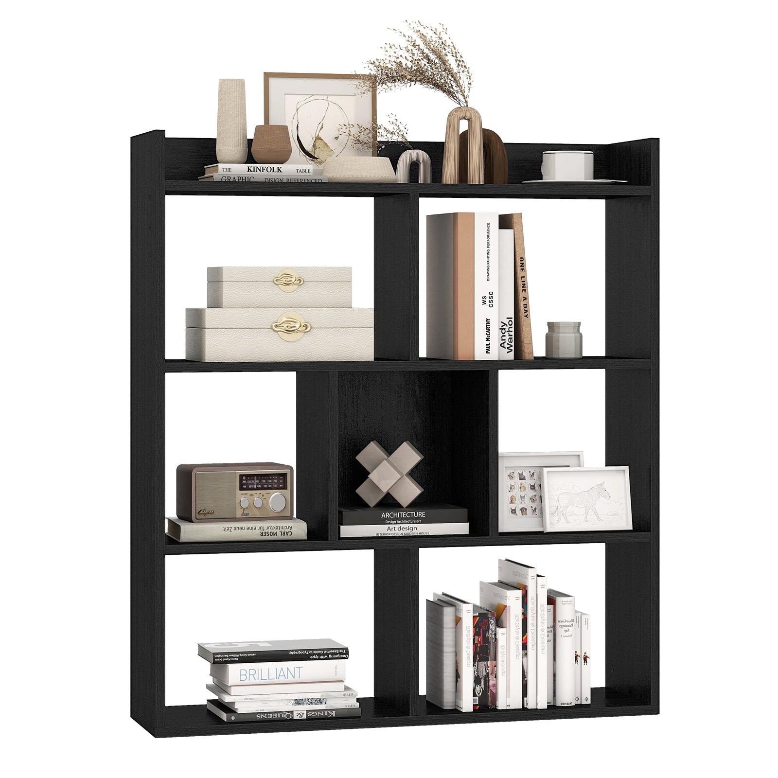 7 Cubes Open-back Bookshelf with Anti-Toppling Devices, Black Bookcases at Gallery Canada