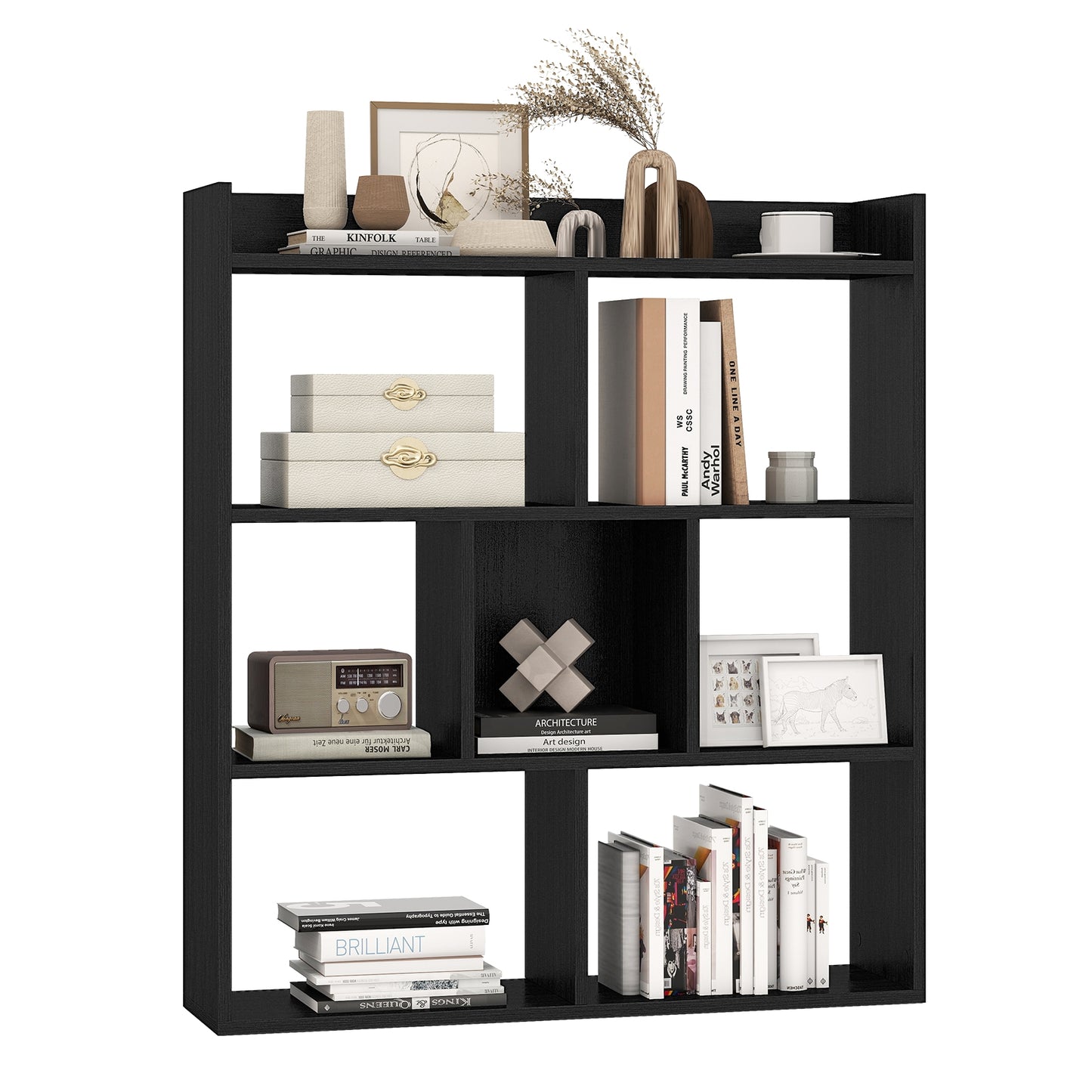 7 Cubes Open-back Bookshelf with Anti-Toppling Devices, Black Bookcases at Gallery Canada