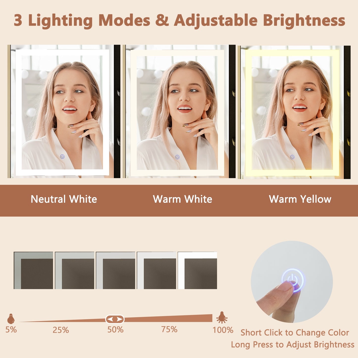 Vanity Desk with Mirror and Lights, Black Makeup Vanities at Gallery Canada