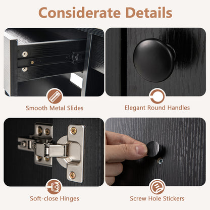 Vanity Desk with Mirror and Lights, Black Makeup Vanities at Gallery Canada