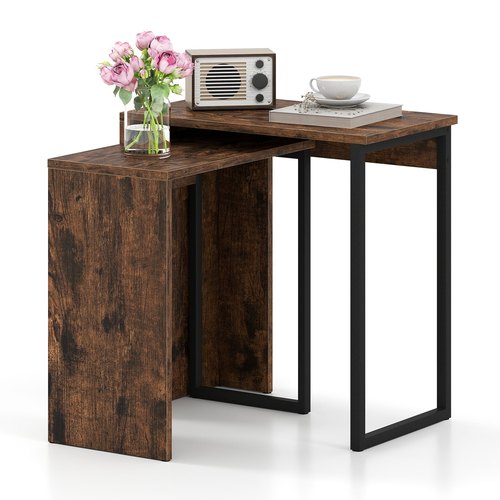 2-in-1 Nesting Coffee Table Set, Brown Coffee Tables at Gallery Canada