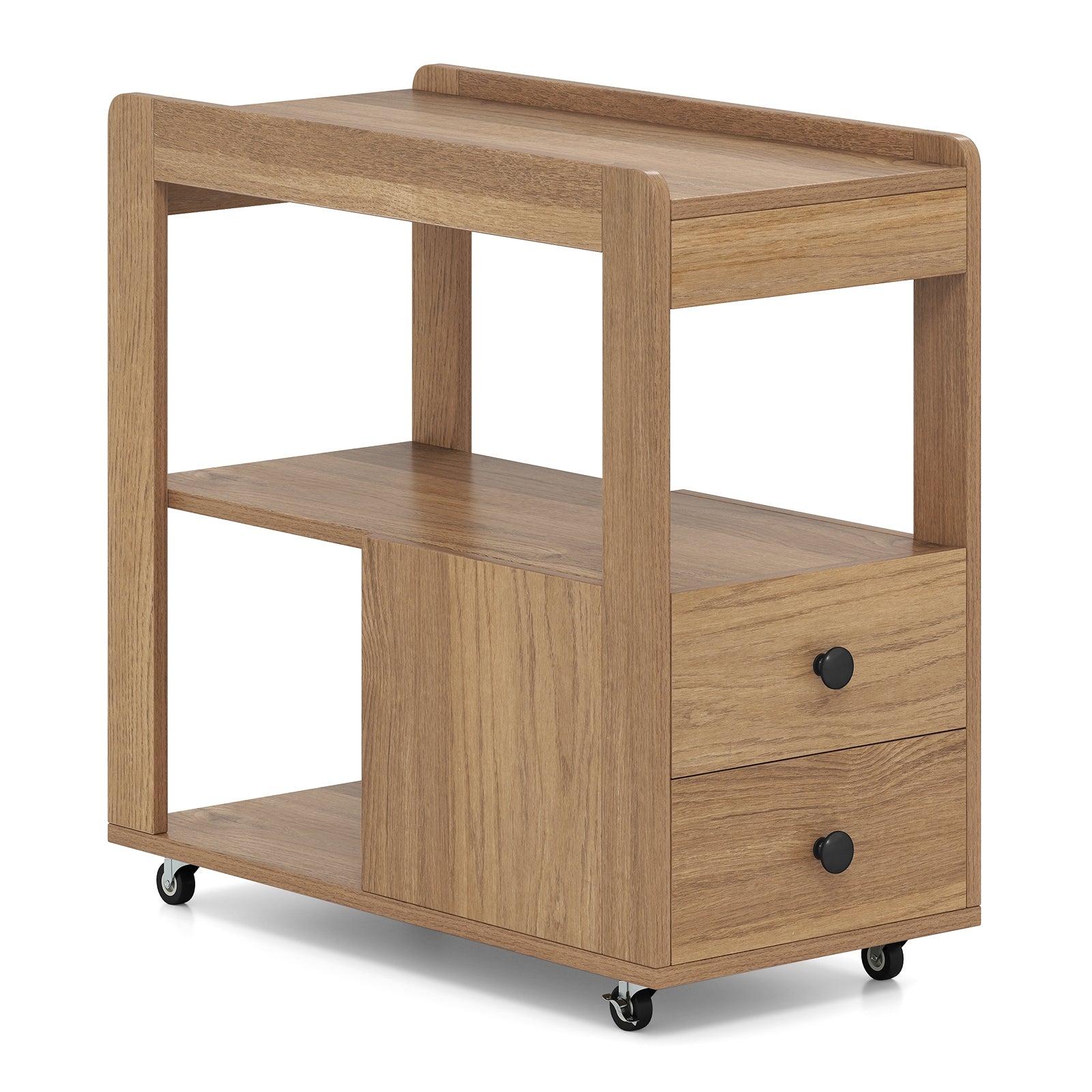 2-Drawer Sofa Side Table with Shelves for Living Room, Natural End & Side Tables Natural at Gallery Canada