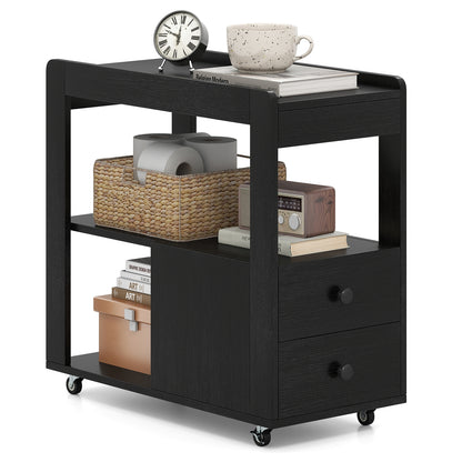 2-Drawer Sofa Side Table with Shelves for Living Room, Black End & Side Tables at Gallery Canada