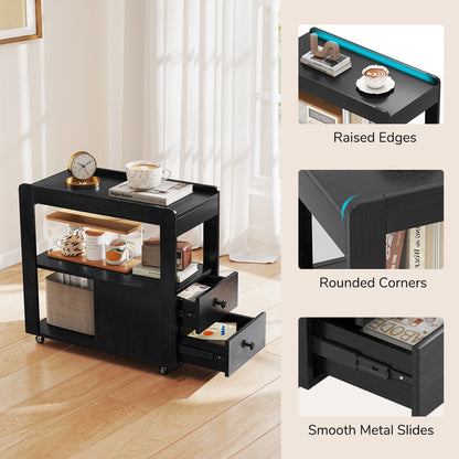 2-Drawer Sofa Side Table with Shelves for Living Room, Black End & Side Tables at Gallery Canada