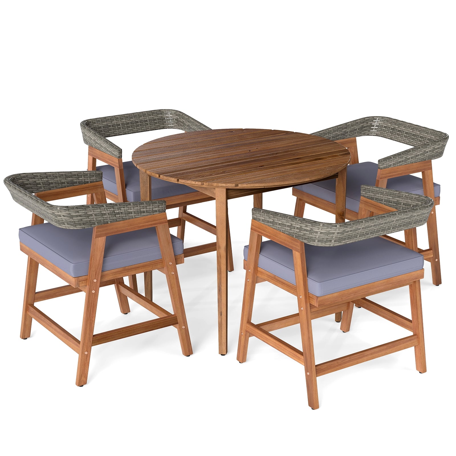 5-Piece Patio Dining Set With Cushions, Gray Patio Dining Sets Gray at Gallery Canada